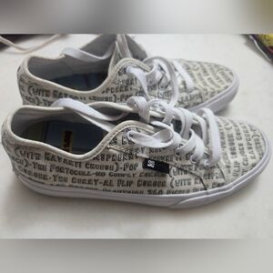 DC White Text Print Sneakers